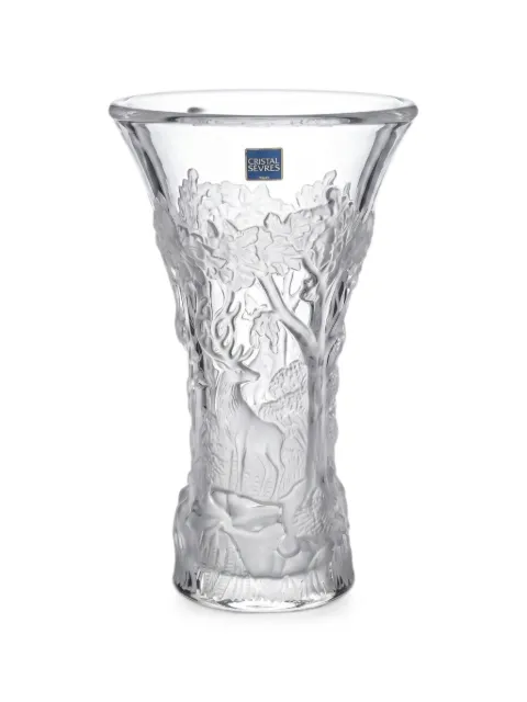 CRISTAL DE SEVRES embossed forest-motif vase