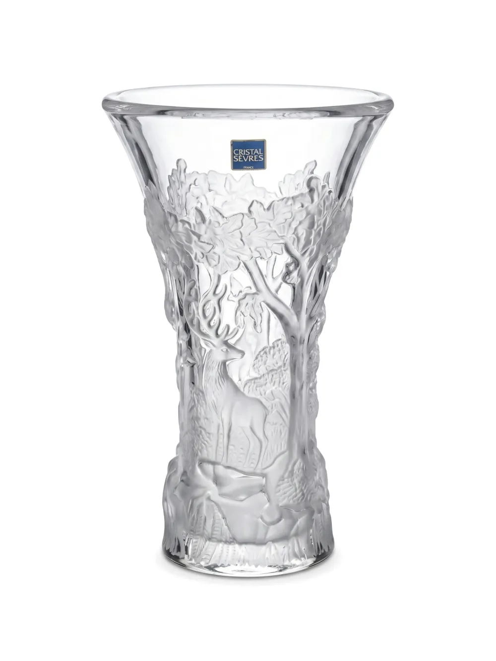 CRISTAL DE SEVRES embossed forest-motif vase - Weiß