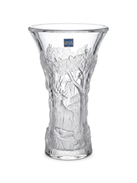 CRISTAL DE SEVRES embossed forest-motif vase