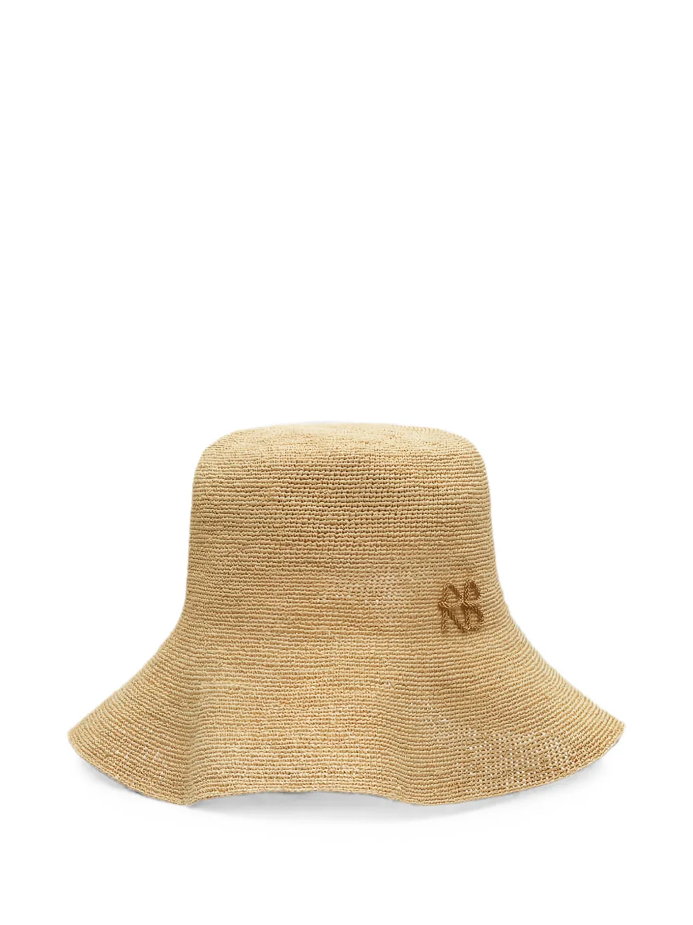 Ruslan Baginskiy Stro vissershoed verfraaid met monogram Beige