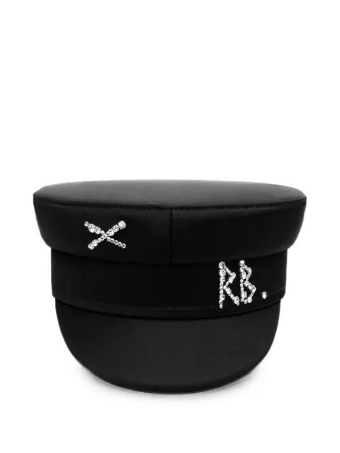 Ruslan Baginskiy Baker Boy crystal-embellished satin cap
