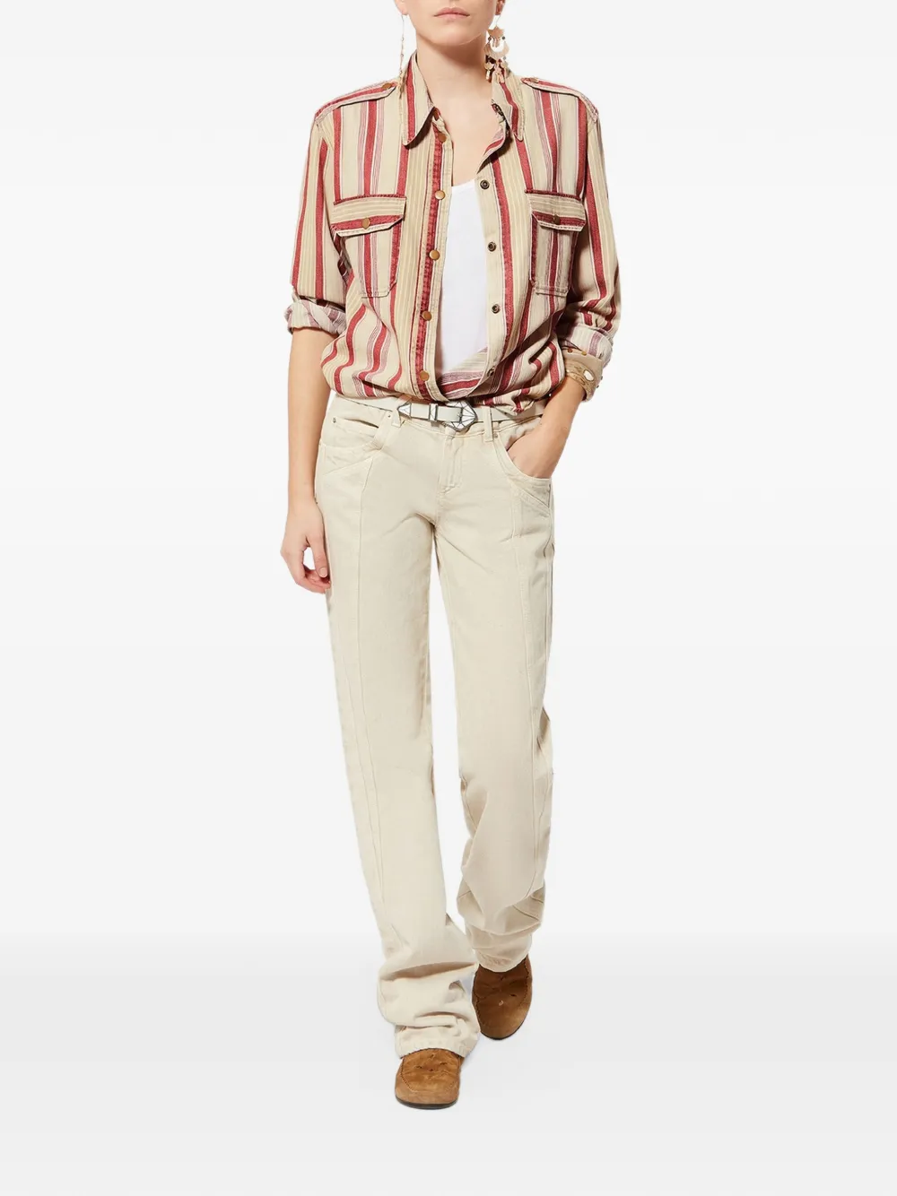 ISABEL MARANT Gelva gestreepte blouse Beige