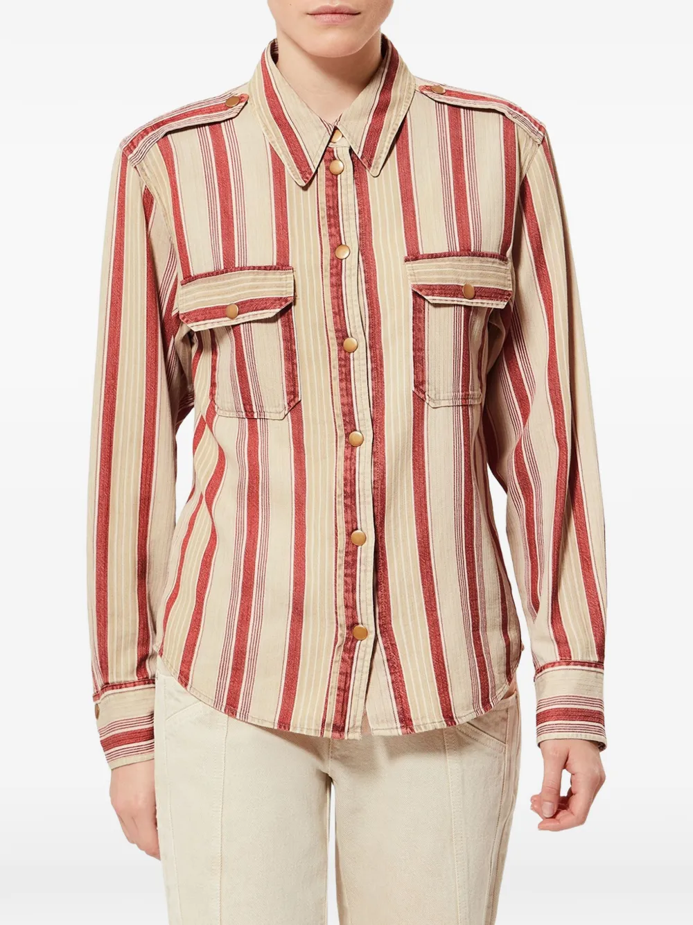 ISABEL MARANT Gelva gestreepte blouse Beige
