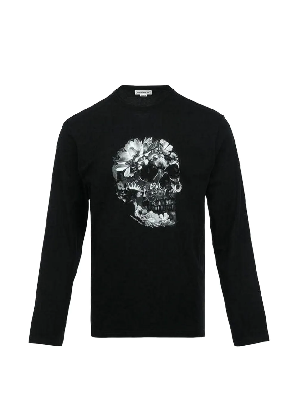 Alexander McQueen 스컬 플로럴 프린트 긴소매 티셔츠 | 블랙 | Image 1