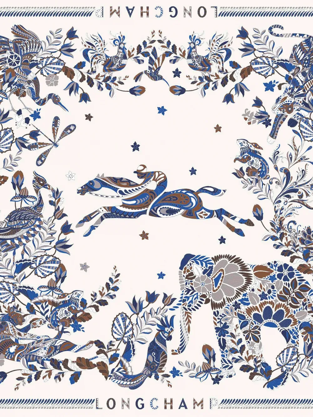 Longchamp Sjaal met dierenprint Blauw