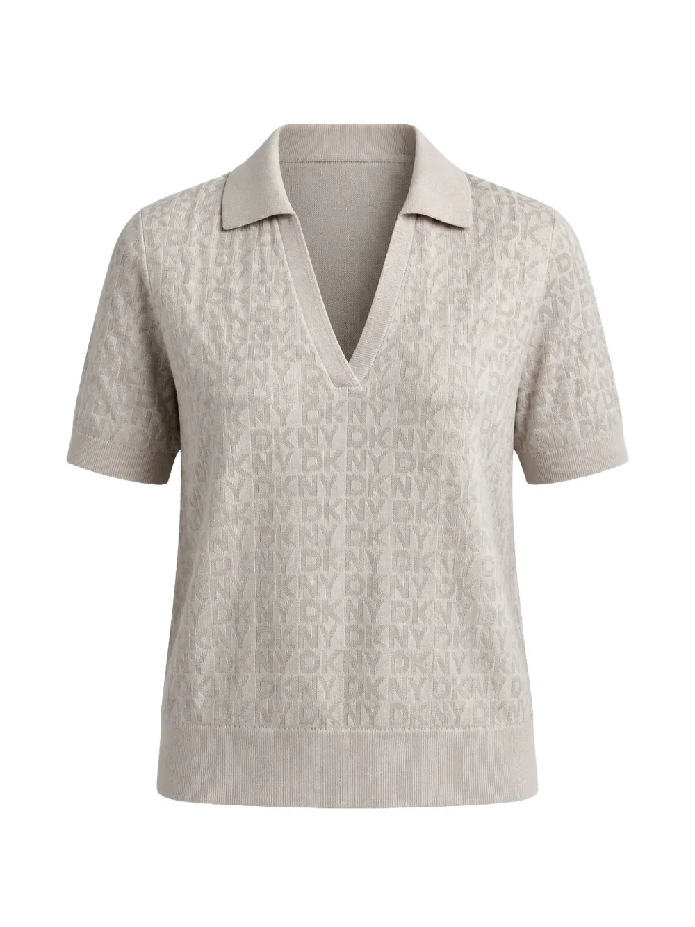 DKNY logo-jacquard polo-collar V-neck T-shirt - Toni neutri