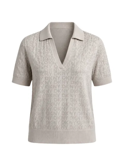 DKNY camiseta con logo en jacquard y cuello en V de polo