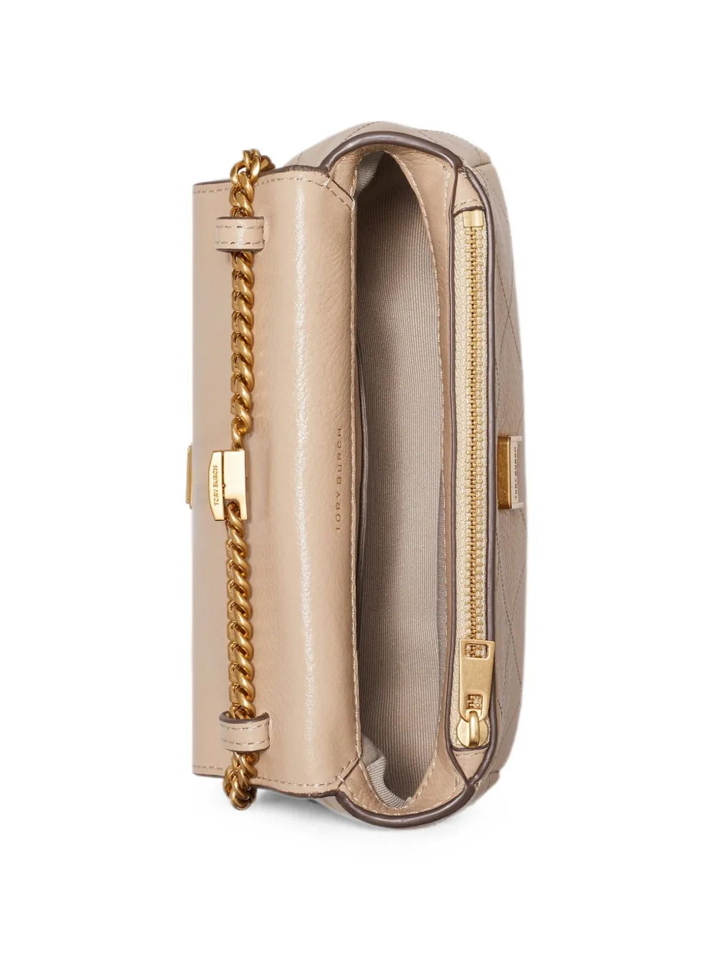 Tory Burch Charlie gewatteerde mini-crossbodytas Beige
