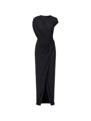 Rick Owens Thena one-shoulder Ribbed Maxi Dress | Brown | FARFETCH