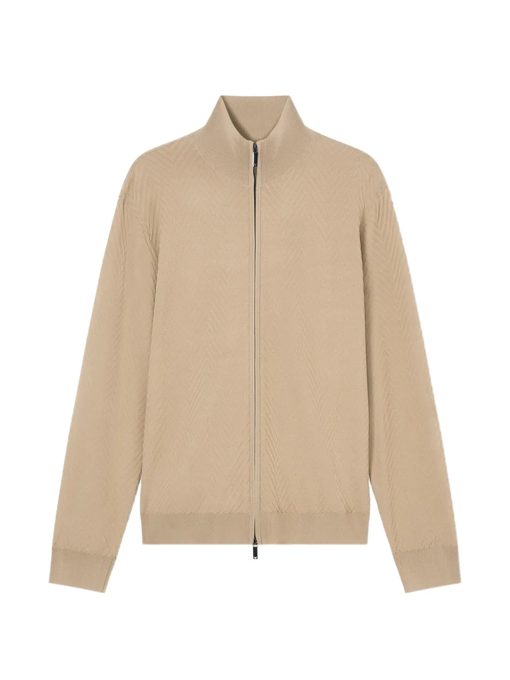 Emporio Armani chevron-knit zip-up cardigan - Toni neutri