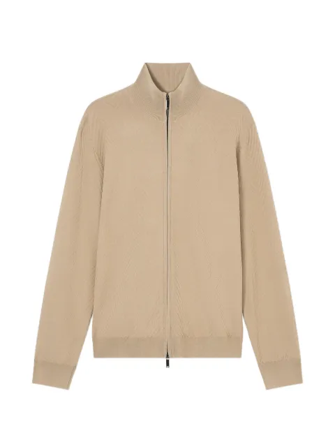 Emporio Armani chevron-knit zip-up cardigan