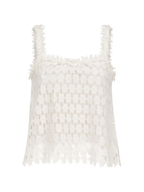 Ulla Johnson Francoise Fringed Tank Top in White