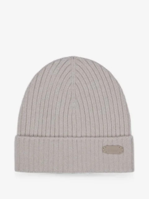 Brioni ribbed-knit logo-patch cashmere beanie