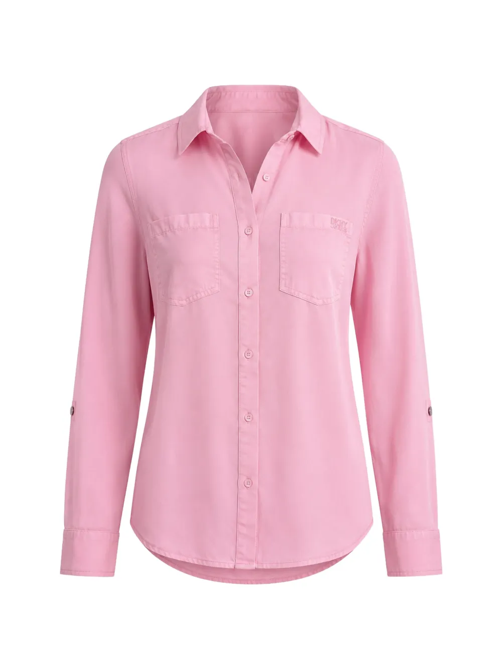 DKNY logo-embroidered chest-pocket shirt - Rosa