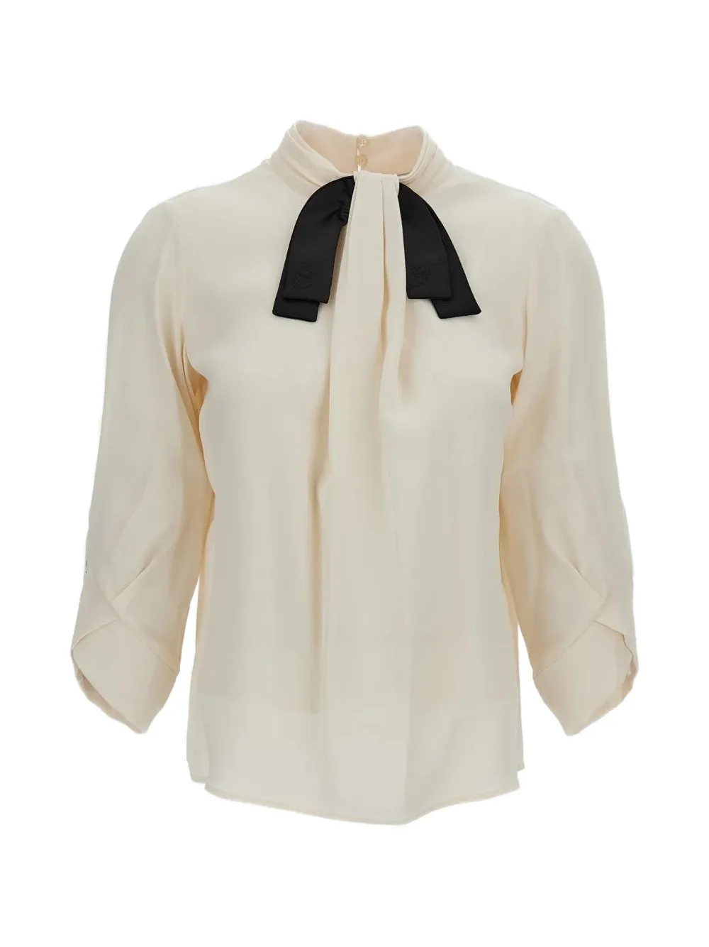 Elisabetta Franchi pussy-bow long-sleeve blouse - Toni neutri