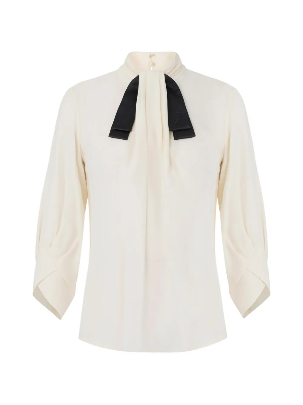 Elisabetta Franchi Blouse van georgette stof met strik Beige