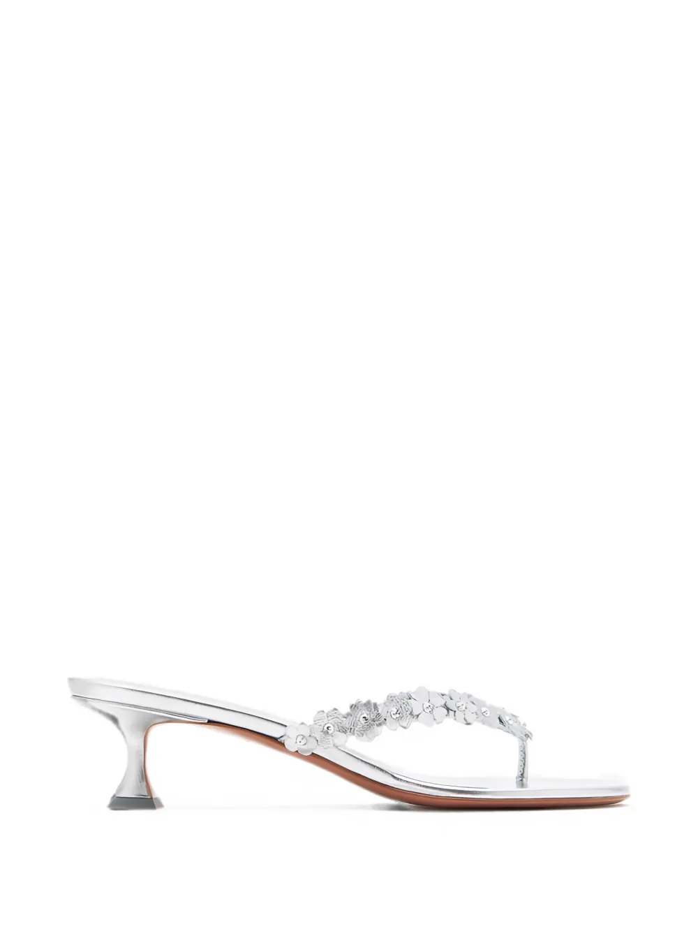 Amina Muaddi Janis 45 floral-appliqué hourglass sandals - Bianco