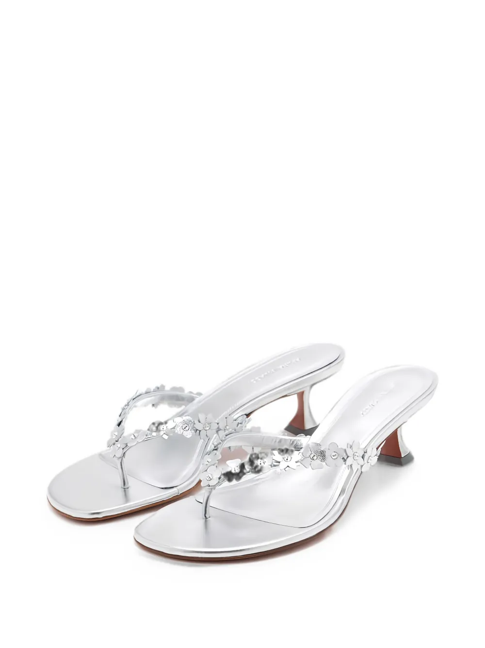 Amina Muaddi Janis floral-appliqué hourglass sandals Wit