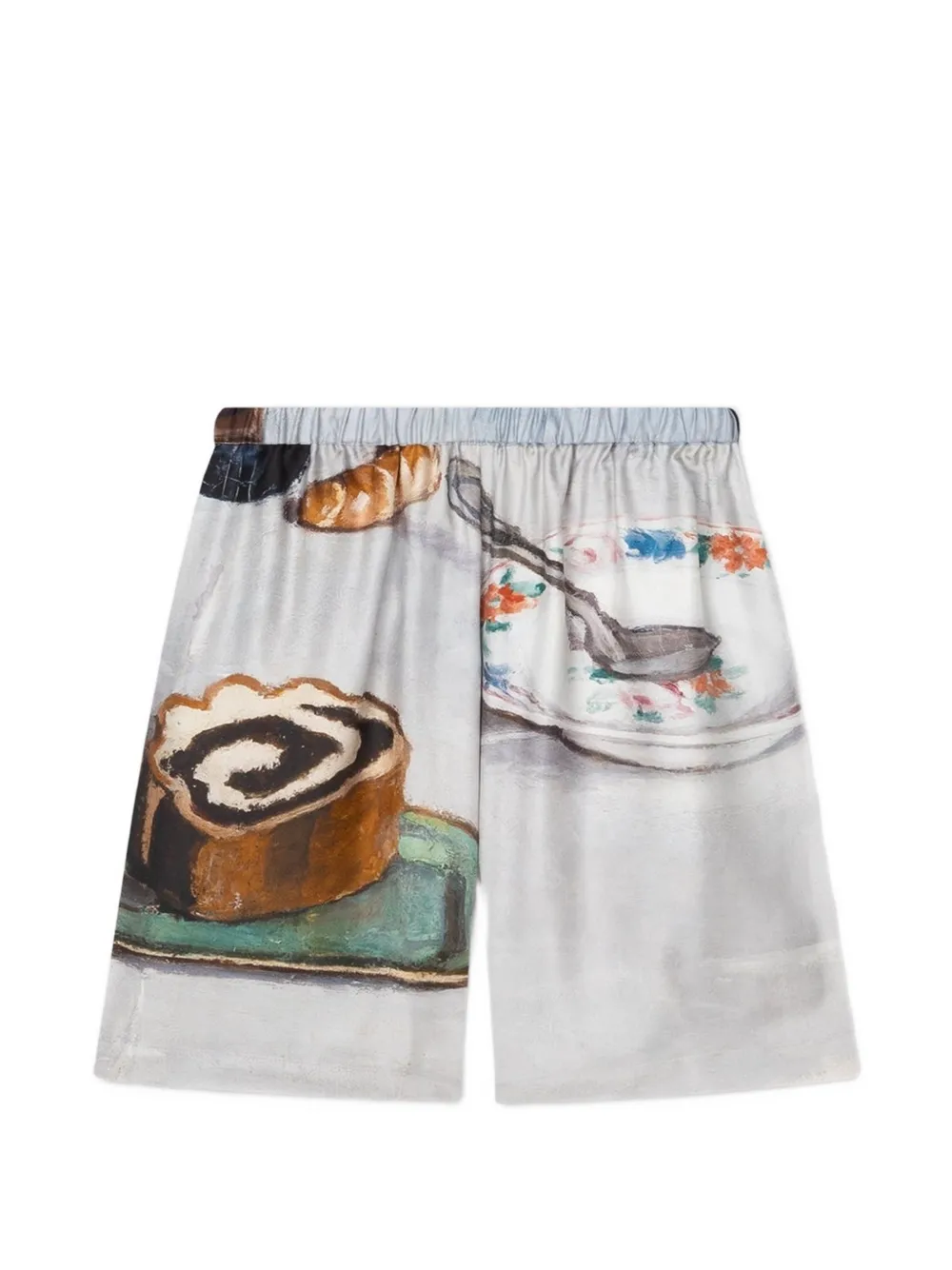 Nanushka graphic-print elasticated shorts - Bianco