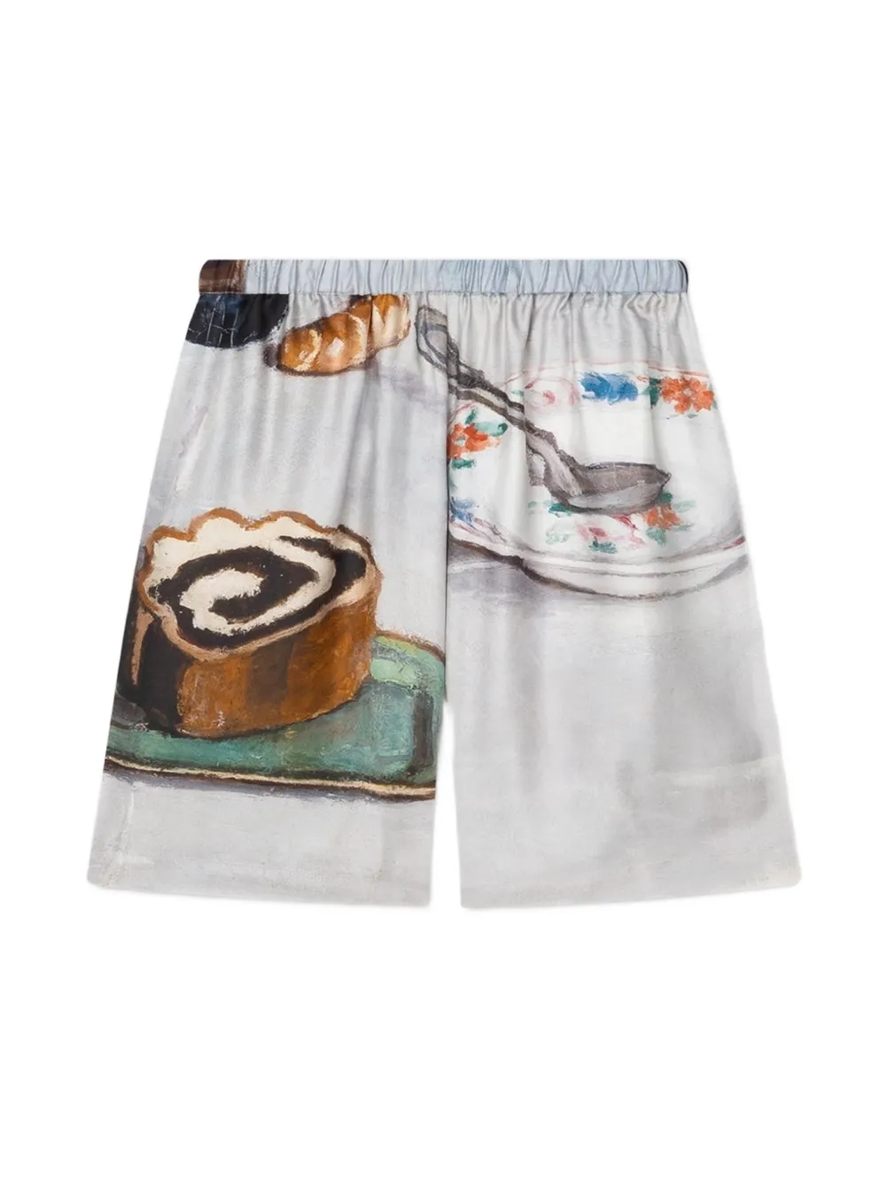 Nanushka graphic-print elasticated shorts - Bianco