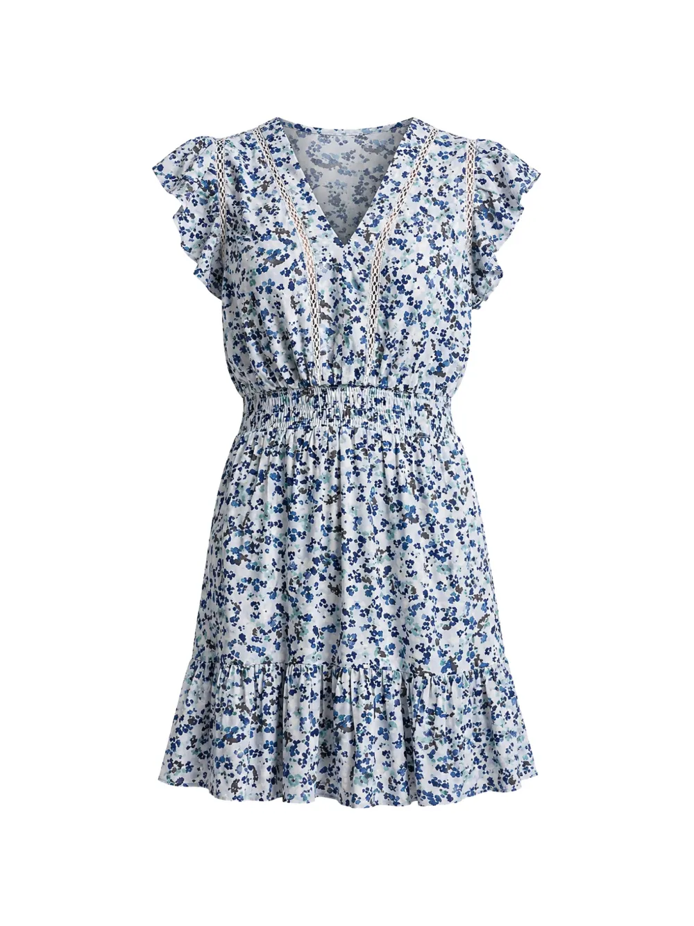 DKNY floral-print ruffled mini dress - Bianco