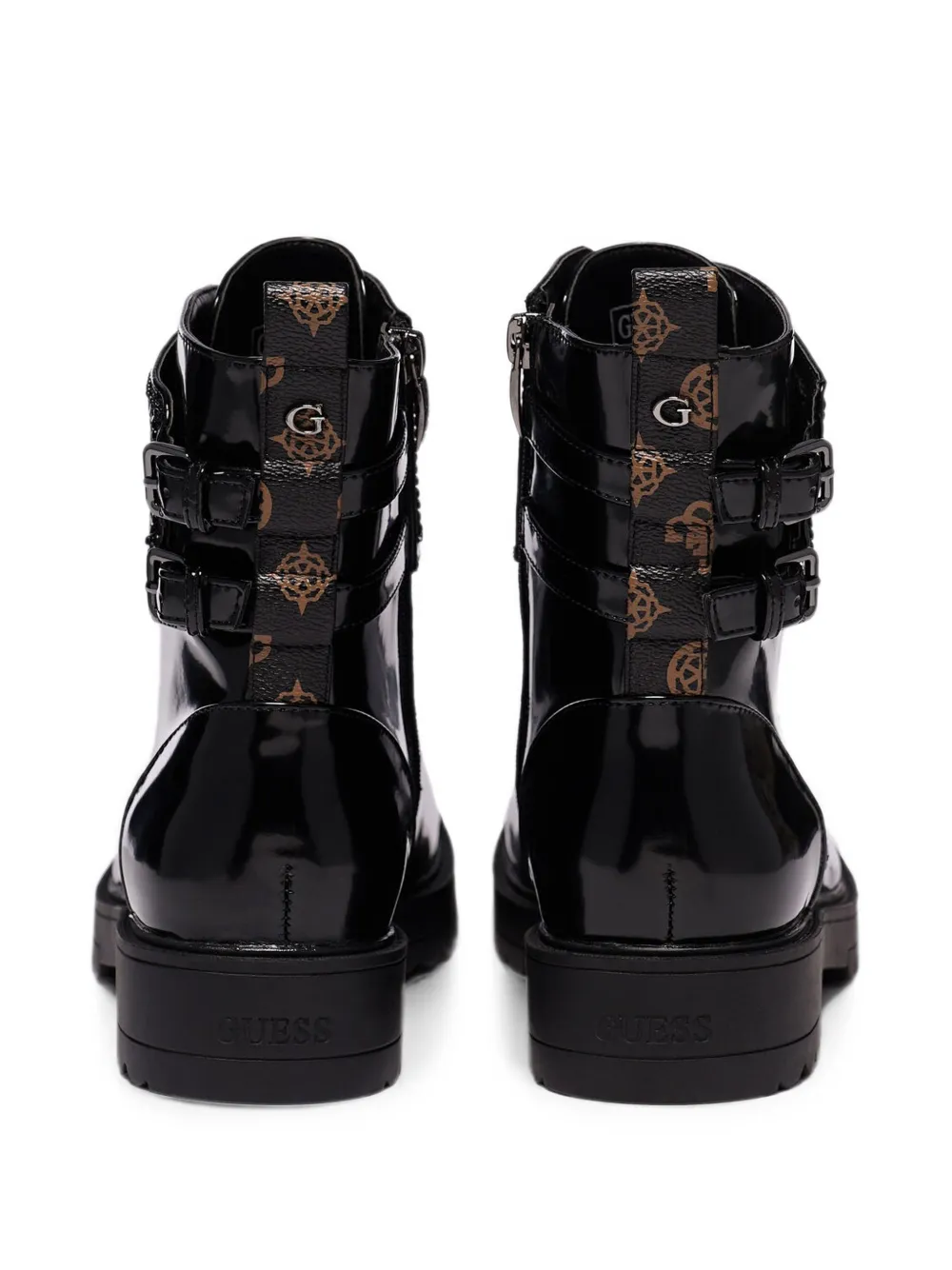 GUESS USA Wanda buckled mesh-strap ankle boots Zwart