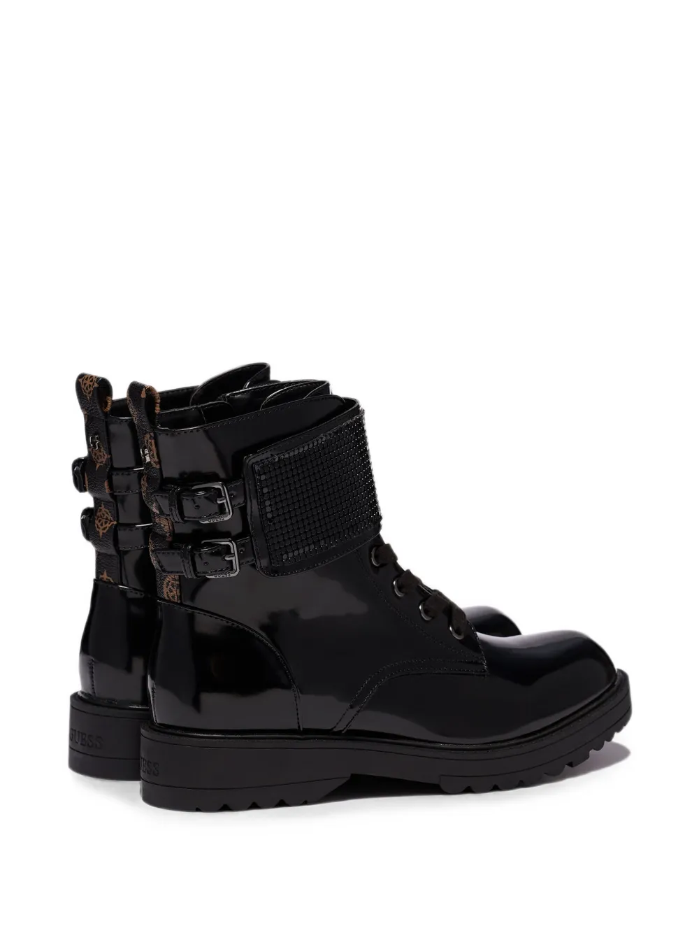 GUESS USA Wanda buckled mesh-strap ankle boots Zwart