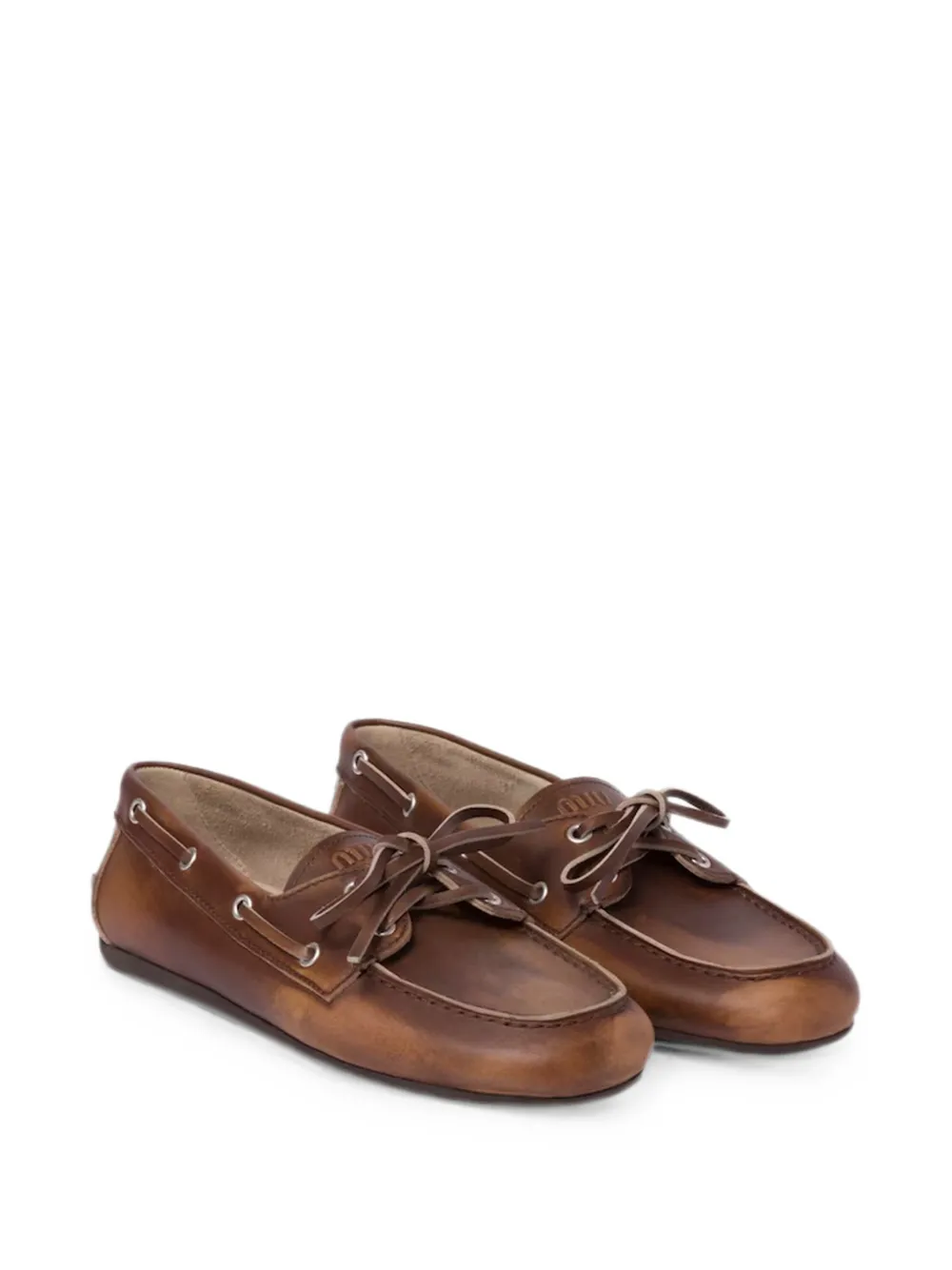 Miu lace-up leather deck shoes Bruin