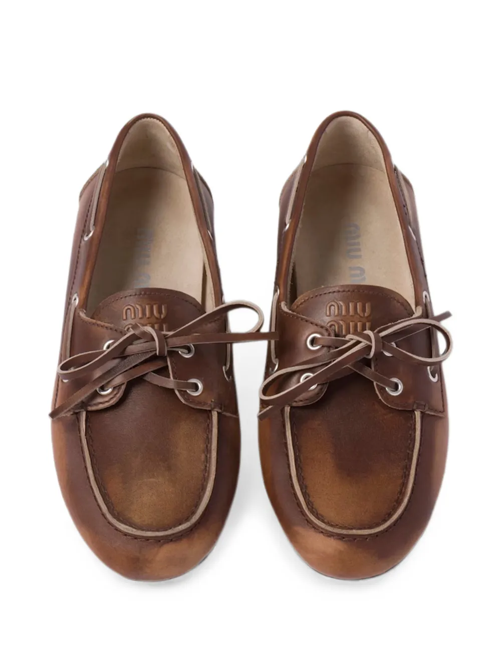 Miu lace-up leather deck shoes Bruin