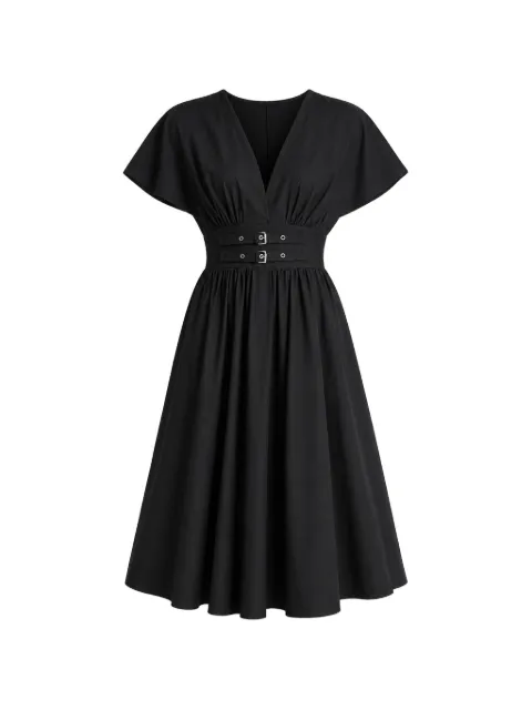 DKNY buckle-detail gathered midi dress