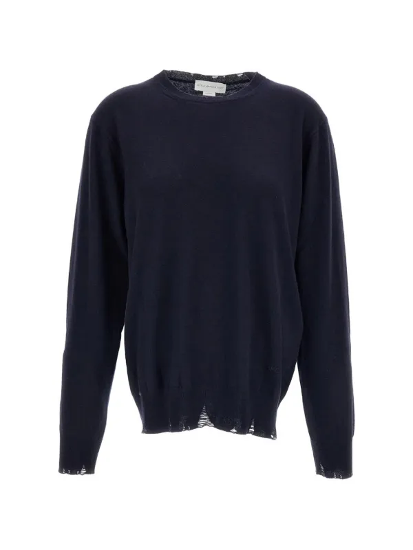 Stella McCartney Distressed Fine-knit Sweater in Blue