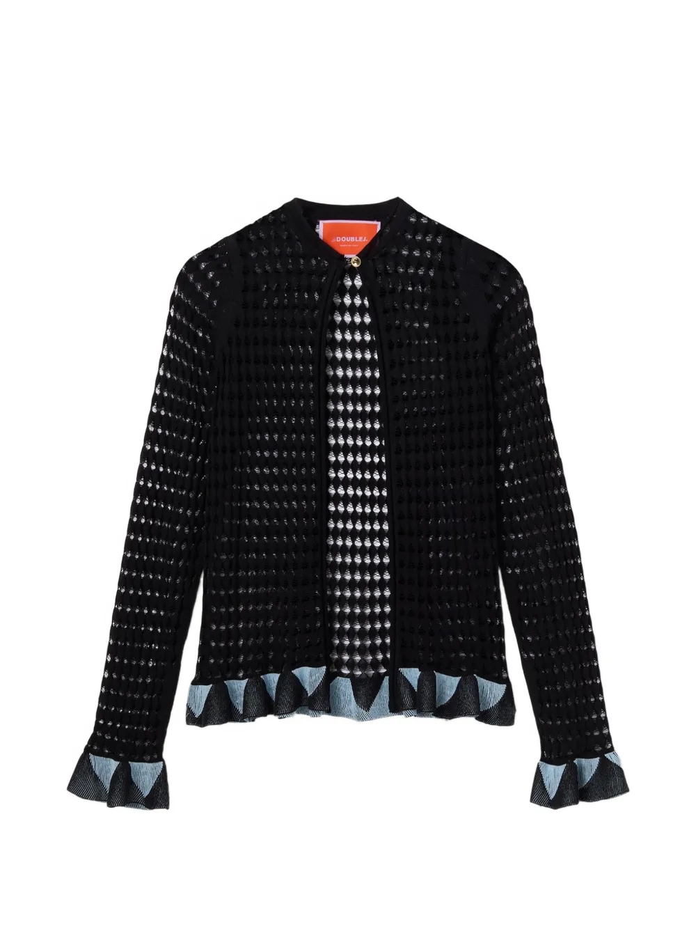 La DoubleJ ruffled open-knit cardigan - Nero
