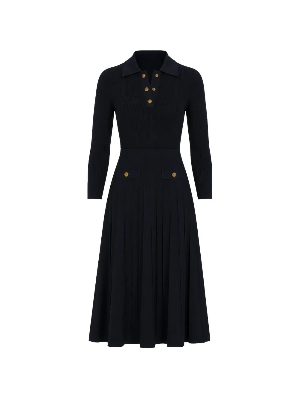 Michael Kors ribbed-knit pleated midi dress - Blu
