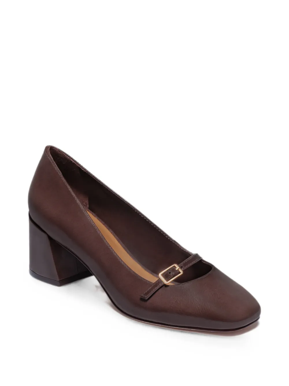 Bernardo Amelie pumps met blokhak en gespbandje Bruin