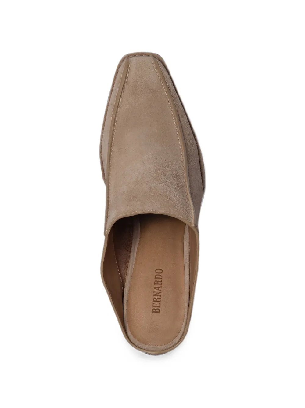 Bernardo Brynn suède muiltjes met vierkante neus Beige