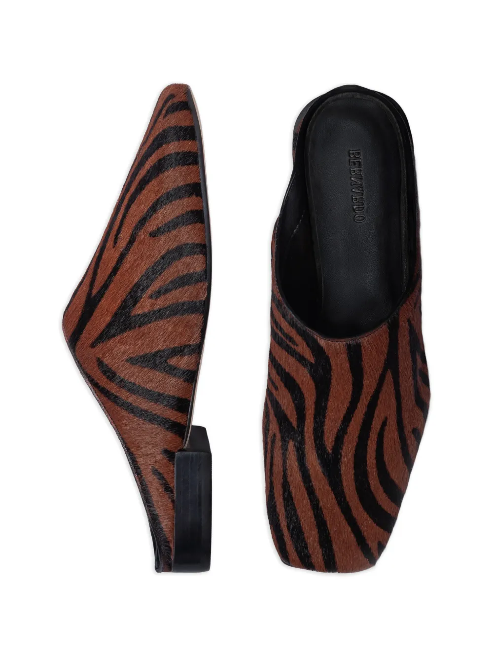 Bernardo Porto muiltjes met zebraprint Bruin