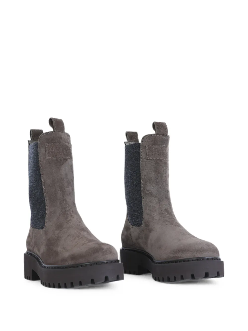 Brunello Cucinelli suede panelled ankle boots Grijs