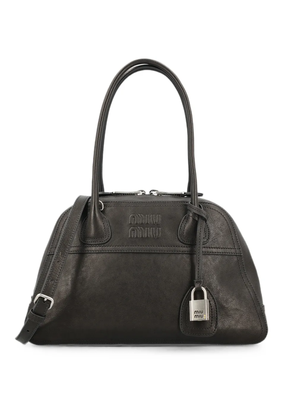 Miu Miu Vivant logo-embossed leather tote bag - Nero