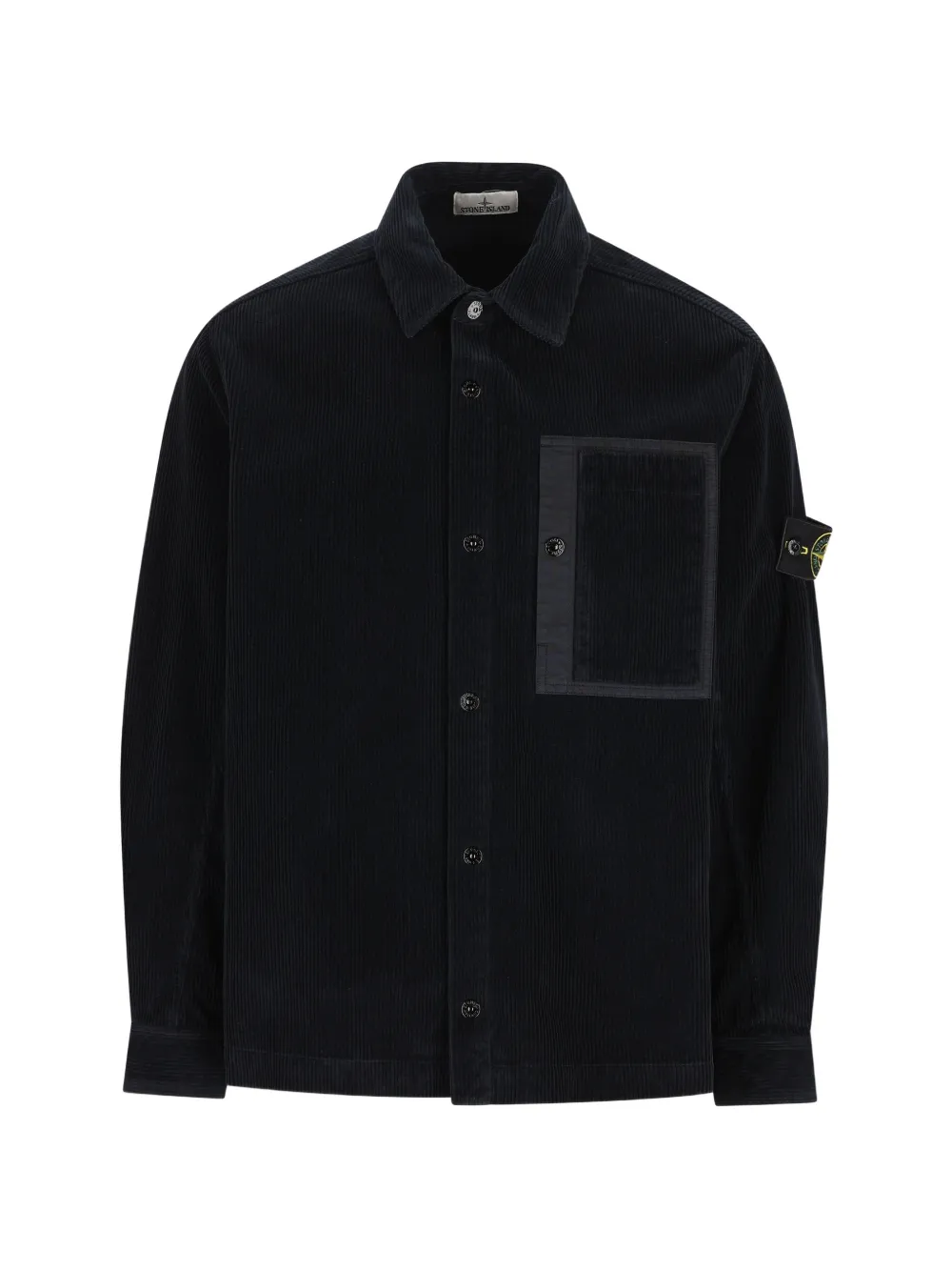 Stone Island logo-patch corduroy shirt - Blu