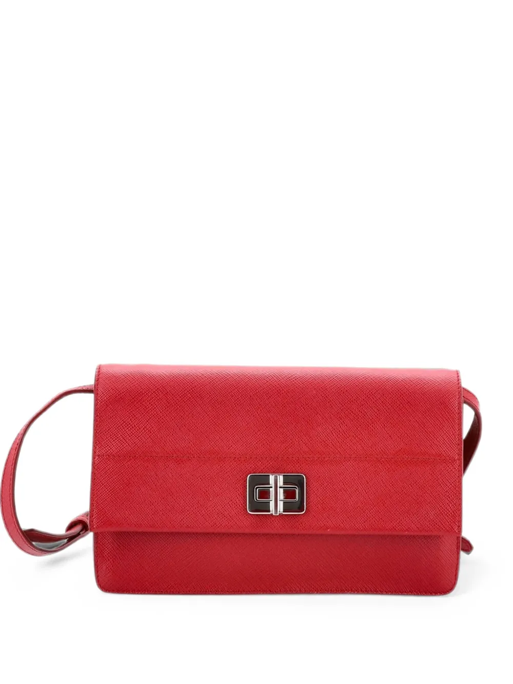 Prada Pre-Owned Borsa a tracolla Turn Lock piccola in pelle Saffiano - Rosso