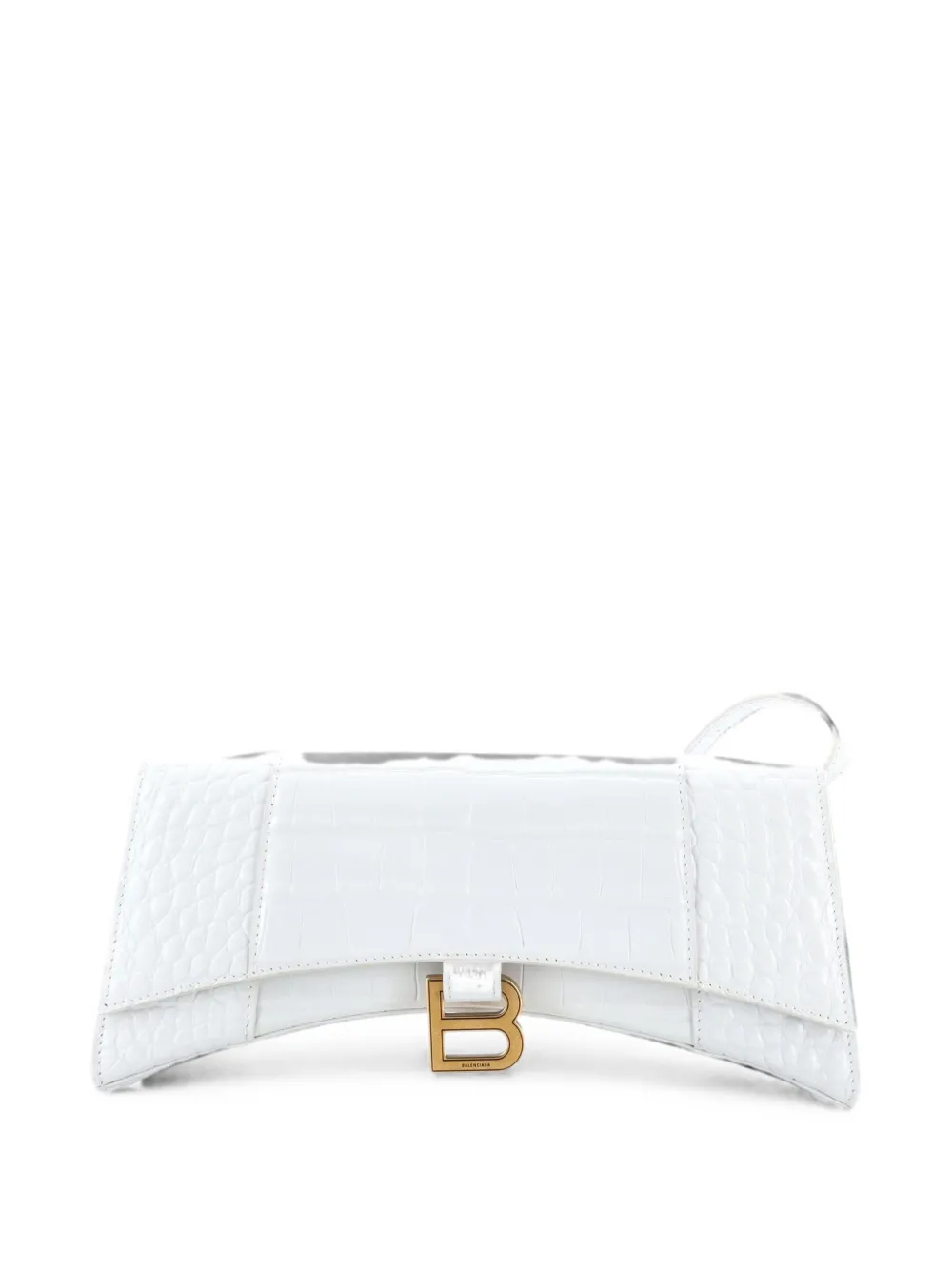 Balenciaga Pre-Owned Borsa a spalla con effetto coccodrillo goffrato - Bianco