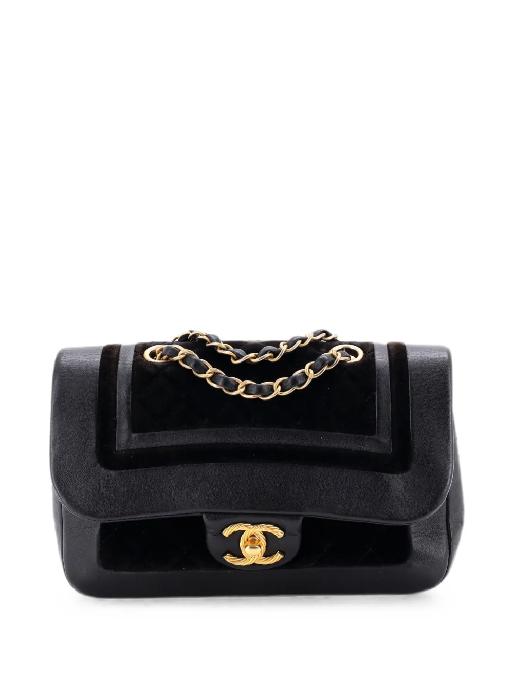 CHANEL Pre-Owned Paris-Cosmopolite Textured CC Flap Bag Lambskin and Quilted Velvet Small shoulder bag - Black