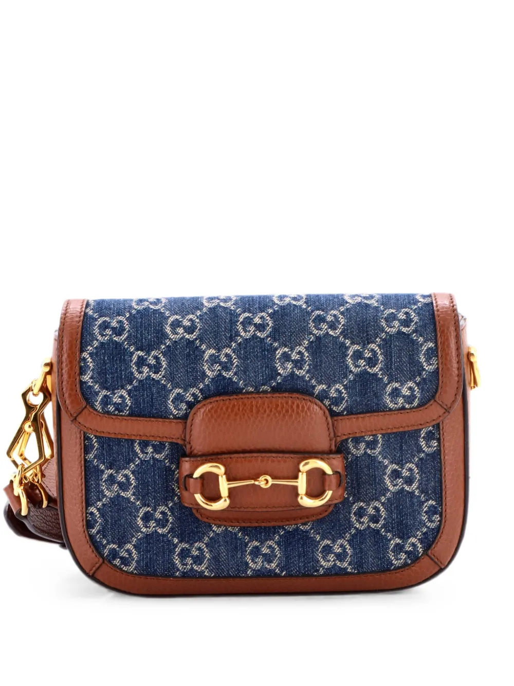Gucci Pre-Owned Borsa a spalla Horsebit 1955 mini in denim GG - Blu