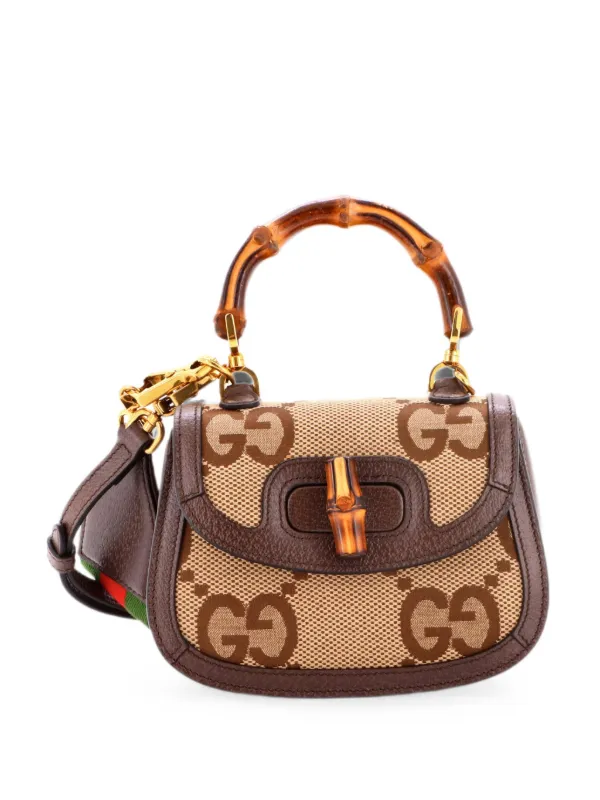 Gucci Pre-Owned バンブー1947 トップハンドル ジャンボ GGキャンバス