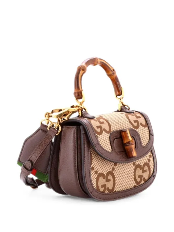 Gucci Pre-Owned バンブー1947 トップハンドル ジャンボ GGキャンバス