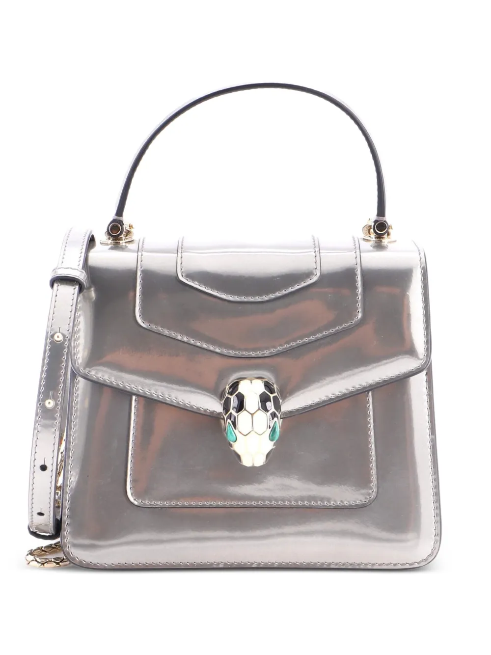 Bvlgari Pre-Owned Kleine Serpenti Handtasche aus Lackleder - Metallic