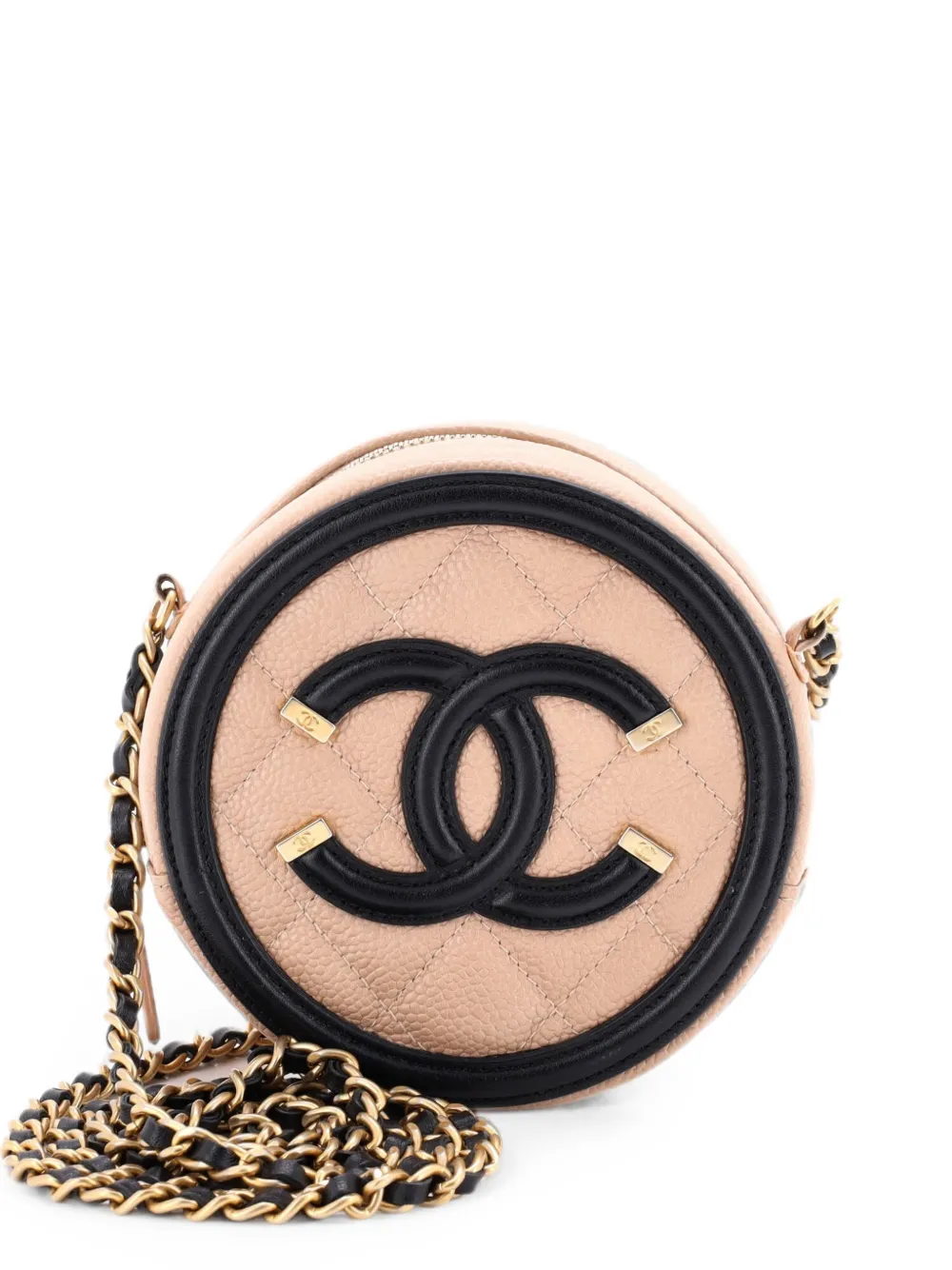 CHANEL Pre-Owned Borsa a tracolla mino in pelle Caviar trapuntata con catena - Nero