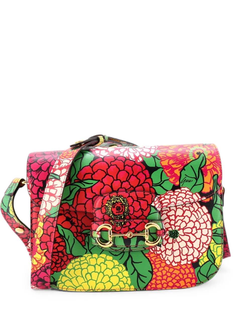 Gucci Pre-Owned Borsa a spalla Horsebit 1955 piccola in pelle con stampa - Multicolore