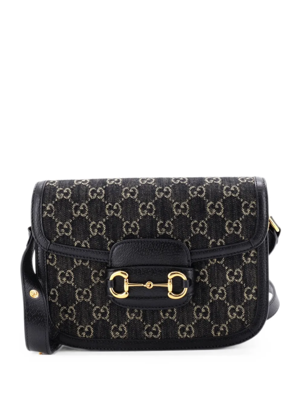 Gucci Pre-Owned Borsa a spalla Horsebit 1955 GG denim piccola 1955 - Nero