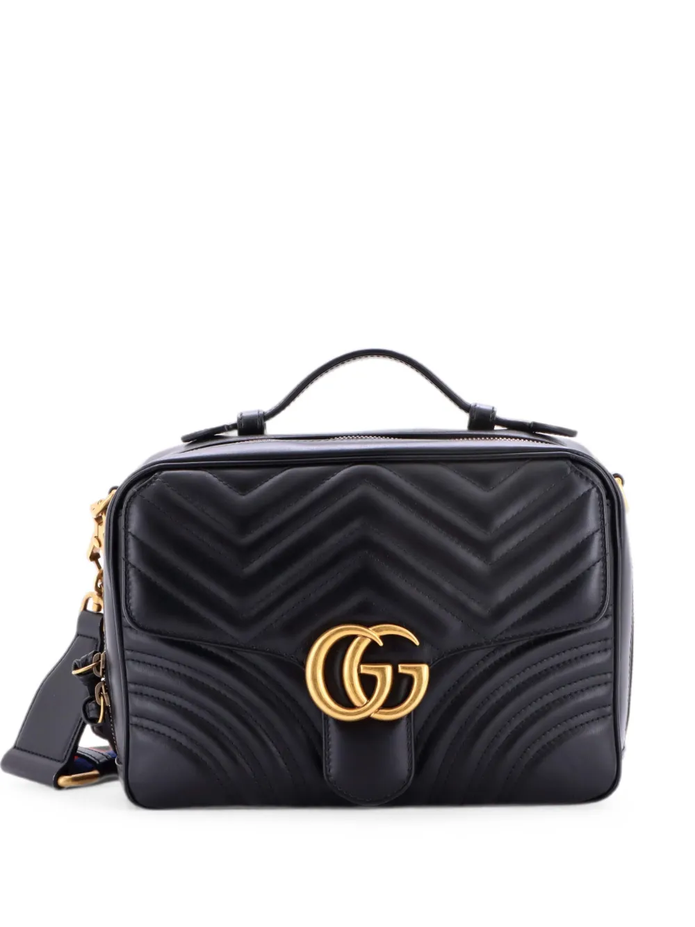 Gucci Pre-Owned Borsa a spalla GG Marmont piccola in pelle matelassé con zip - Nero